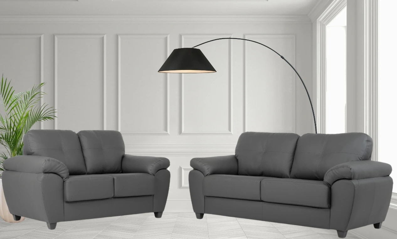 Capri 3+2 Seater Grey Leather Sofa 